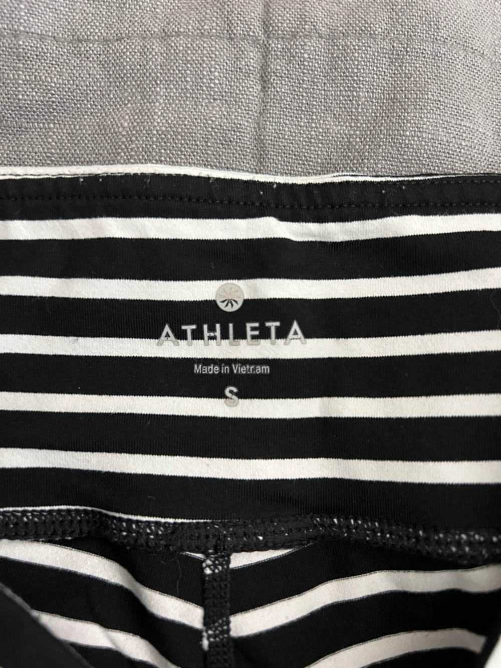 Athleta Black and White Striped Leggings